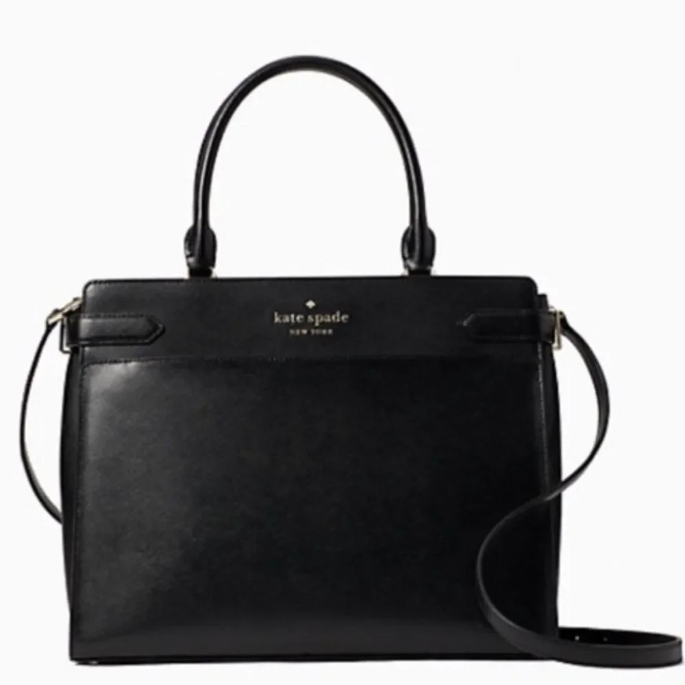 Kate Spade Staci Black Leather Large Satchel NWT